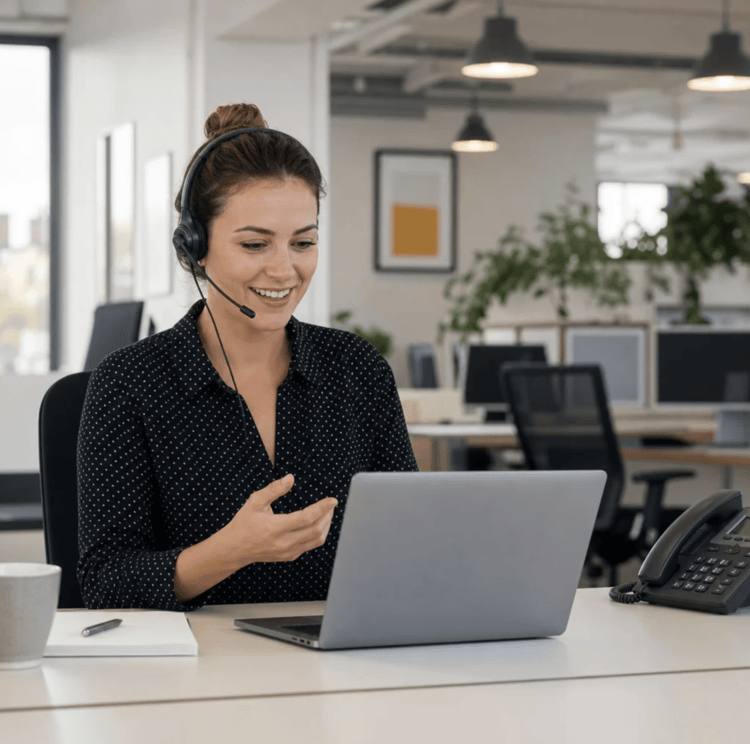 Modern VoIP phone system — desk handsets and softphone setup